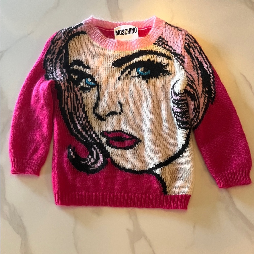 Moschino Couture Graphic Intarsia Mohair Sweater - MSRP $899